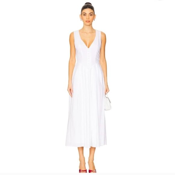 NWT MORE TO COME Rae Midi Dress in White Size XS - Picture 1 of 13